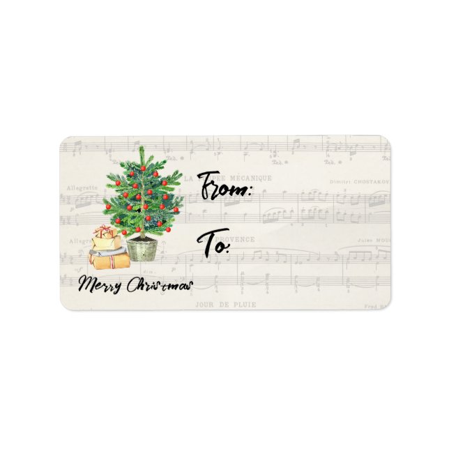 Étiquette Joyeux Noël Musique Papier Hiver Saison de voeux (Devant)