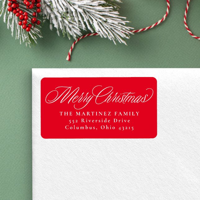 Étiquette Joyeux Noël rouge adresse de retour (Créateur téléchargé)