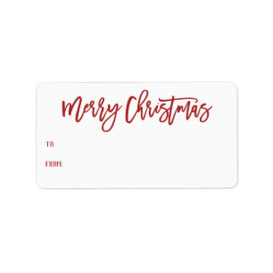 Étiquette Joyeux Noël Rouge Lettré à la main