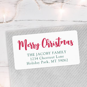 Étiquette Joyeux Noël Script Modern Return Adresse