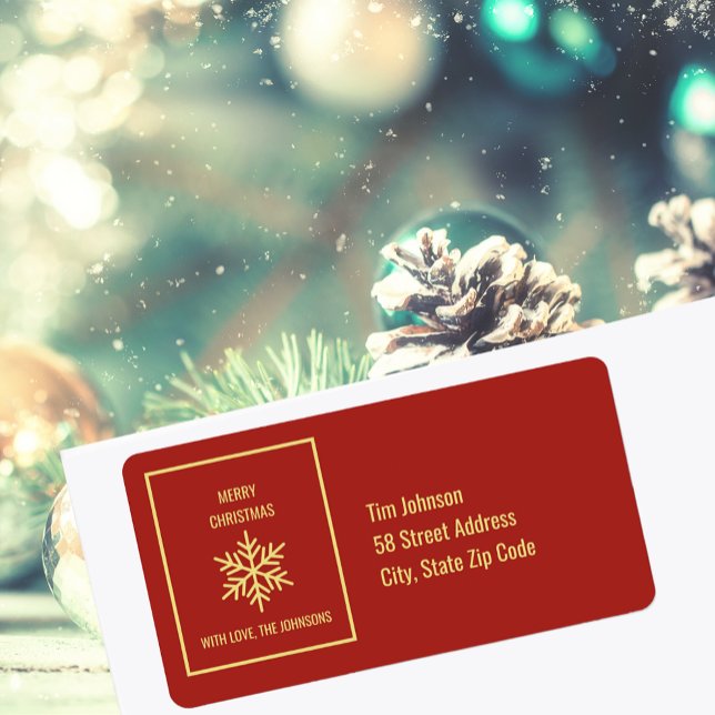 Étiquette Joyeux Noël Snowflake Adresse de retour (Merry Christmas Snowflake Return Address Label)
