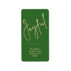 JOYFUL Gold Faux Foil Green Christmas Adresse