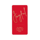JOYFUL Gold Faux Foil Red Christmas Adresse