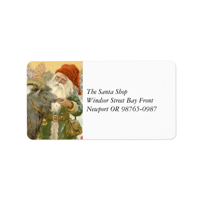 Étiquette Jultomten nourrit Yule Chèvre un biscuit (Devant)