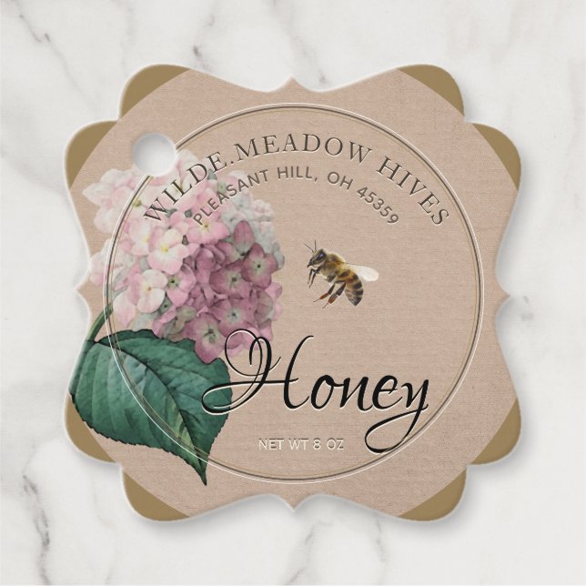 Étiquette Kraft Fleur sauvage Honeybee Honey et Nu (Devant)