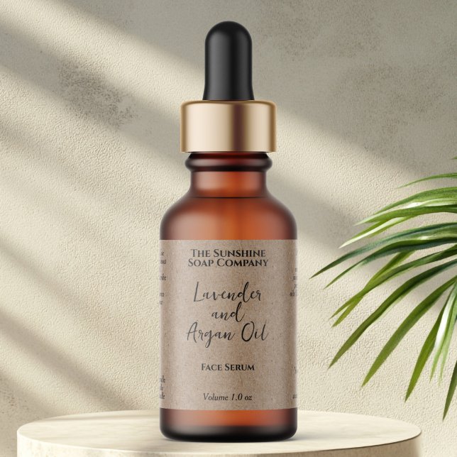 Étiquette Kraft Paper Minimalist Cosmetics Dropper Bottle  (Créateur téléchargé)