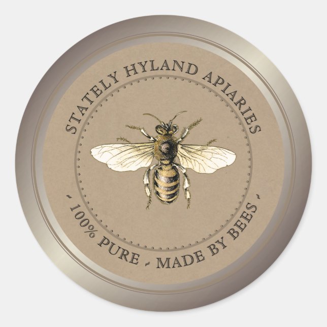 Étiquette Kraft Vintage Honey Jar (Devant)