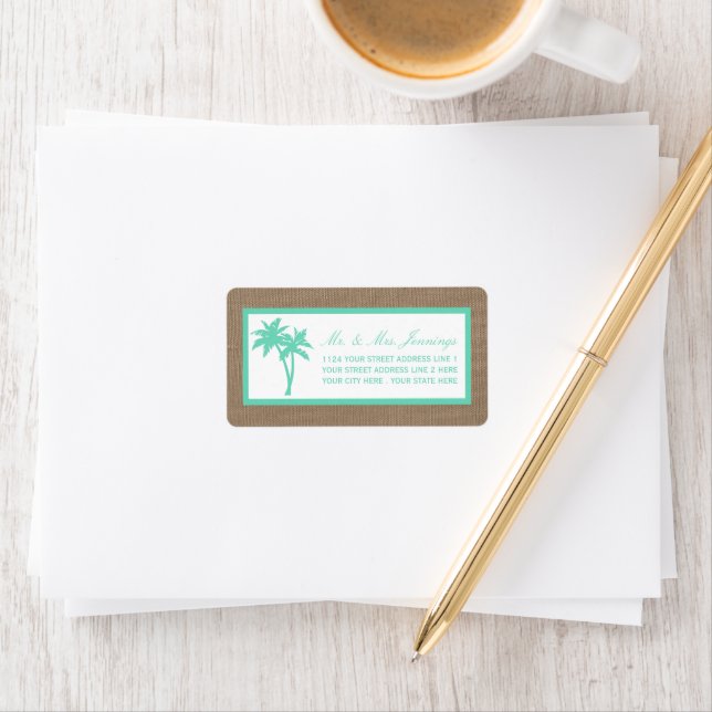 Étiquette La collection Tropical Palm Tree Beach Wedding (En situation)