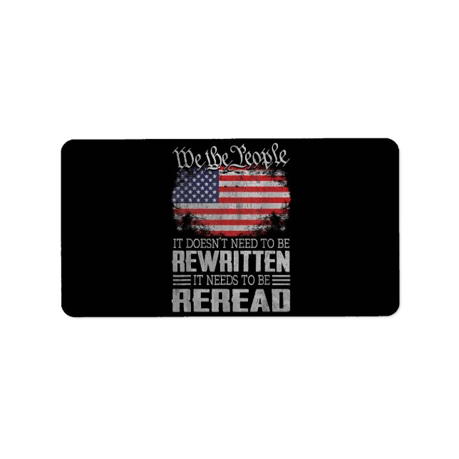 Étiquette La Constitution américaine du drapeau doit être re (Devant)