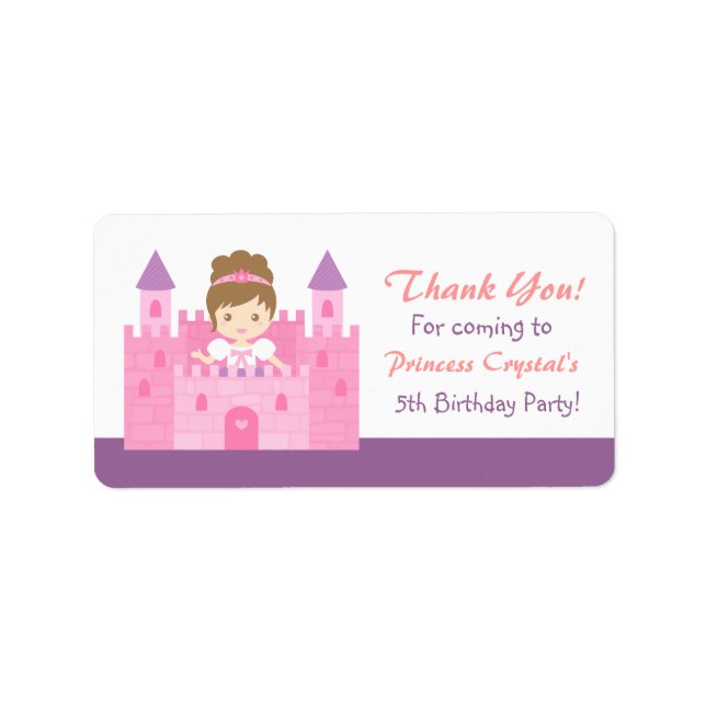 Étiquette La mignonne princesse dans le château Fille fête d (Devant)