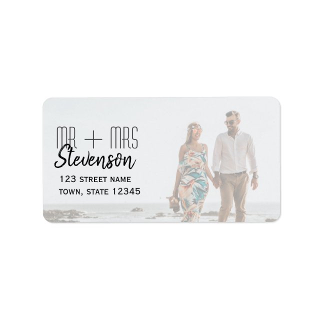 Étiquette Label d'adresse de retour du Mariage photo moderne (Devant)