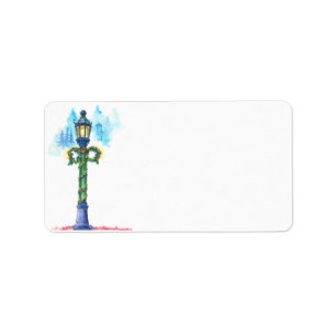 Étiquette Lampe d'aquarelle de Noël Poste do-it-yourself adr