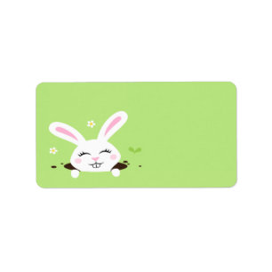 Étiquette Lapin mignon jetant un coup d'oeil l'étiquette