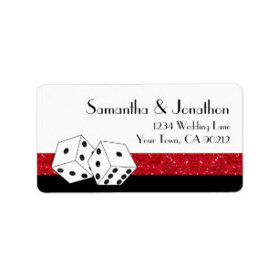 Étiquette Las Vegas Dice Thème Ruby Red & Black Faux Parties