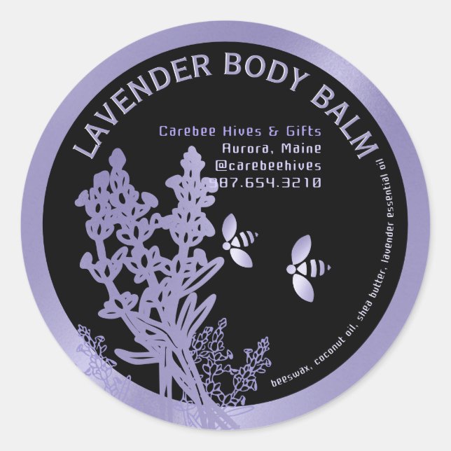 Étiquette lavande pour fleurs et abeilles de baume (Devant)