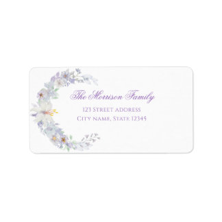 Étiquette Lavender Floral Baptism Return Address Label