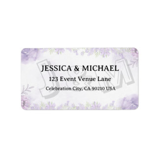 Étiquette Lavender Floral Gold Script Wedding Address Label