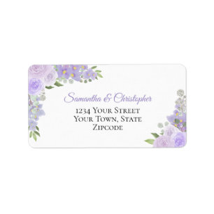 Étiquette Lavender Watercolor Roses Élégante adresse de mari