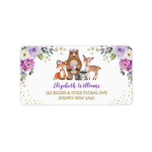 Étiquette Lavender Woodland Animaux Floral Adresse de retour