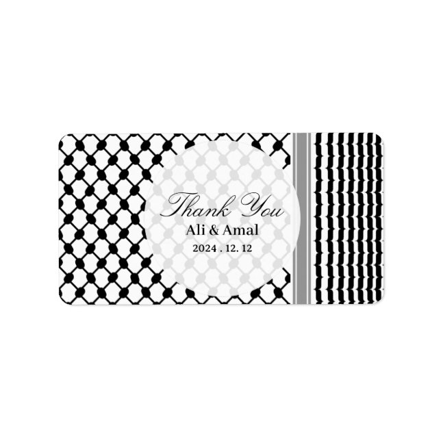 Étiquette Le Palestinien Hatta Keffiyeh Mariage du Merci (Devant)