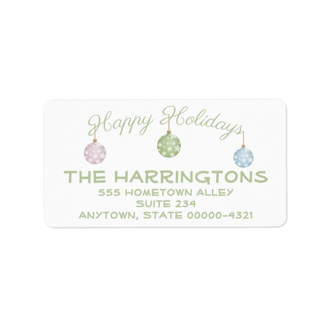 Étiquette Le Pastel Green Happy Holidays Ornamy tendance (Devant)