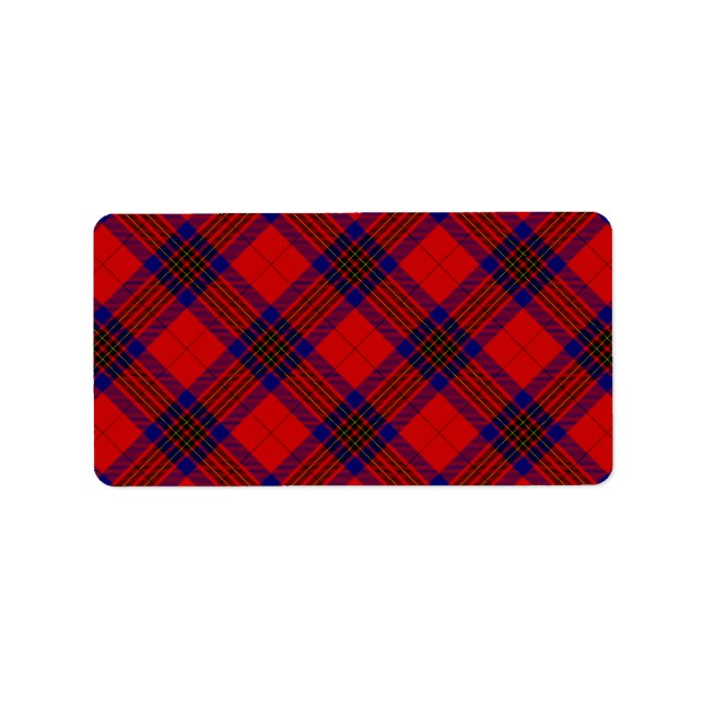 Étiquette Leslie tartan rouge bleu violet plaid (Devant)