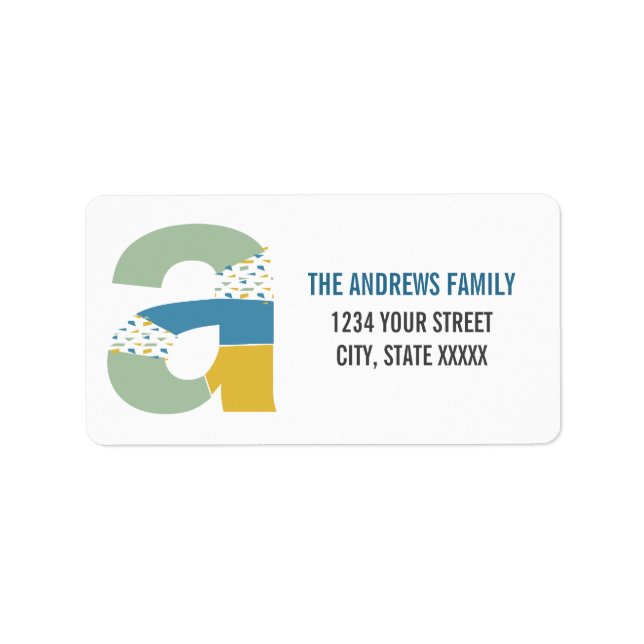 Étiquette Lettre Abstraite moderne A Monogramme Adresse init (Devant)