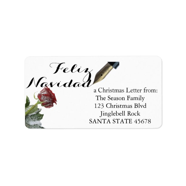 Étiquette Lettre du rose de neige Feliz Navidad (Devant)