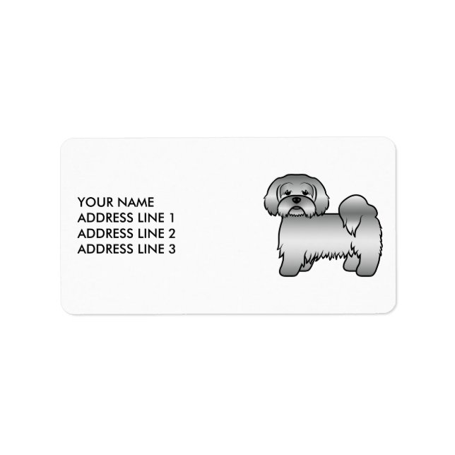 Étiquette Lhasa Apso argenté Chien de dessin animé mignon &  (Devant)