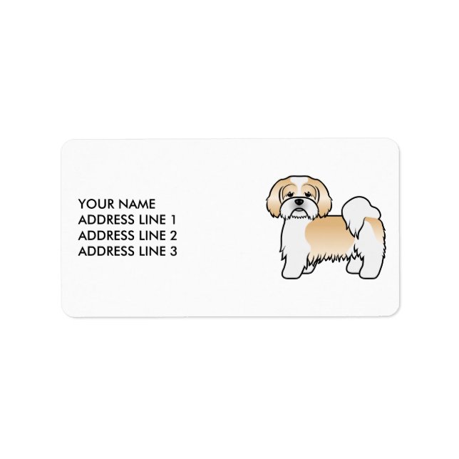 Étiquette Lhasa Apso doré et blanc Chien mignon & Texte pers (Devant)
