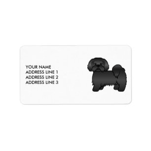 Étiquette Lhasa Apso noir Chien de dessin animé mignon & Tex