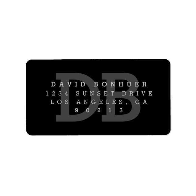 Étiquette Libellé d'adresse de retour du monogramme moderne (Devant)