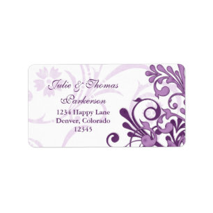 Étiquette Libellé d'adresse de retour Floral Purple Mariage