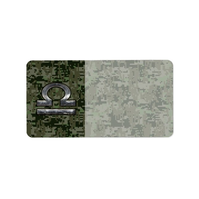 Étiquette Libra Zodiac Connexion Woodland Green camo numériq (Devant)