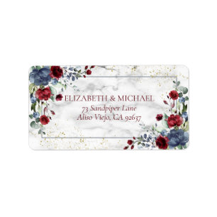 Étiquette Light Dusty Blue Burgundy Gold Adresse du Mariage
