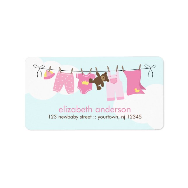 Étiquette Ligne de linge de bébé {rose} (Devant)