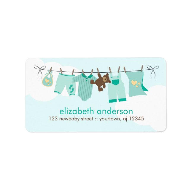 Étiquette Ligne de linge de bébé {vert} (Devant)