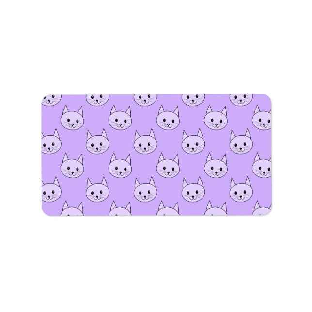 Étiquette Lilac motif de chat violet. (Devant)