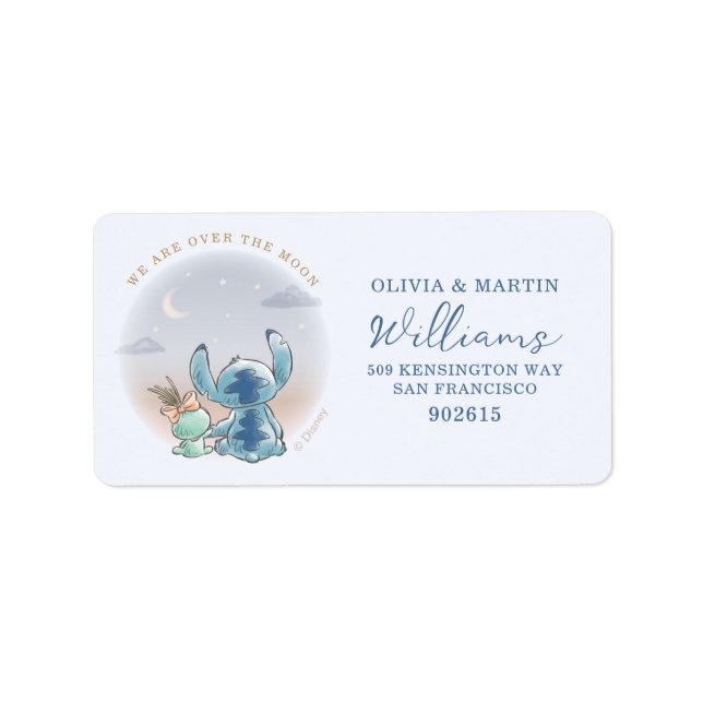Étiquette Lilo et Stitch | Au-dessus de la lune - Baby showe (Devant)