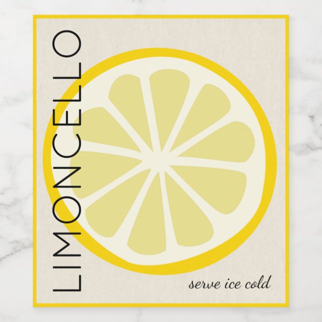 Étiquette Limoncello avec image citron | (Étiquettes simples)