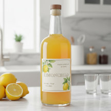 Étiquette Limoncello personnalisé avec citrons aqu