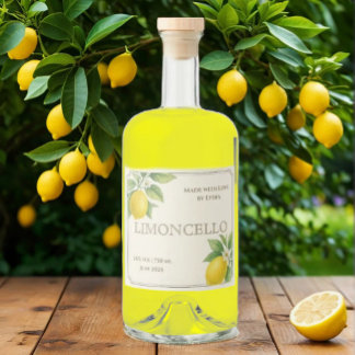 Étiquette Limoncello personnalisé avec citrons aqu