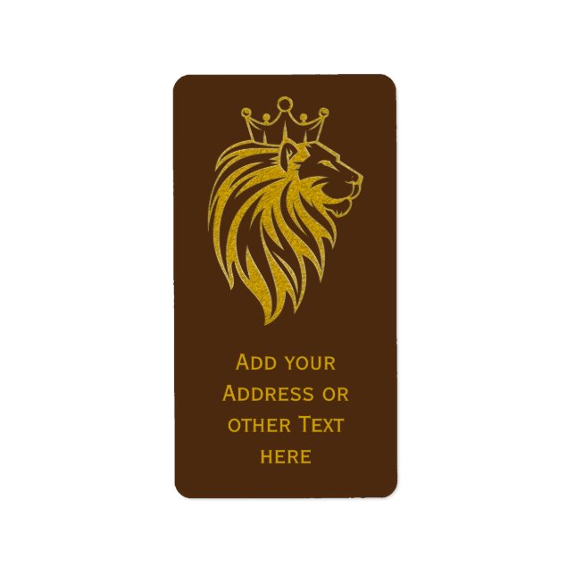 Étiquette Lion Avec Couronne - Style Or 2 (Devant)
