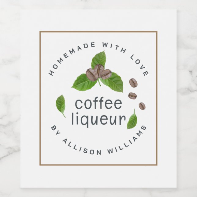 Étiquette Liqueur de café maison sur mesure (Étiquettes simples)