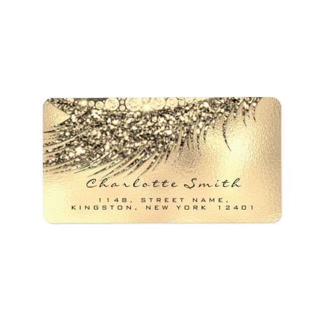 Étiquette Liquides de maquillage Adresse de retour Gold Name (Devant)