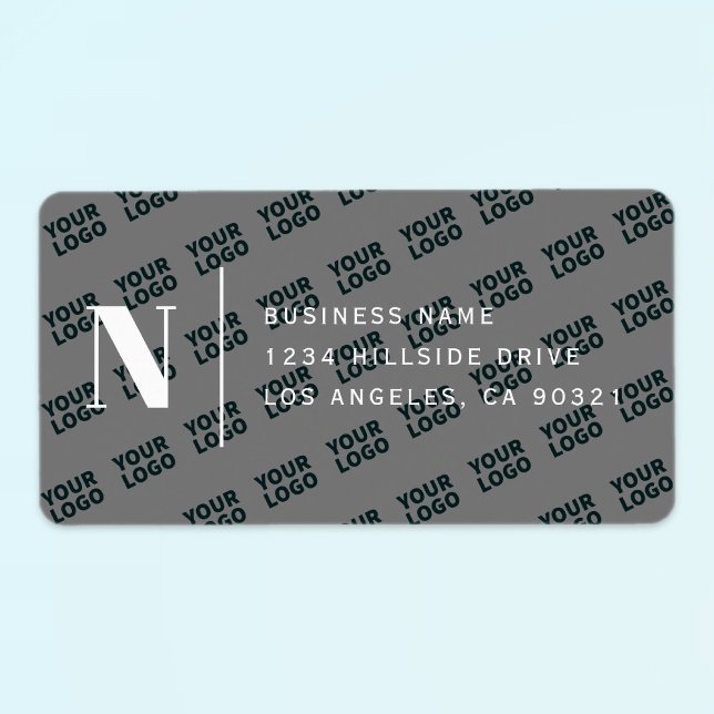 Étiquette Logo Carrelé Design moderne gris blanc Adresse de  (Créateur téléchargé)