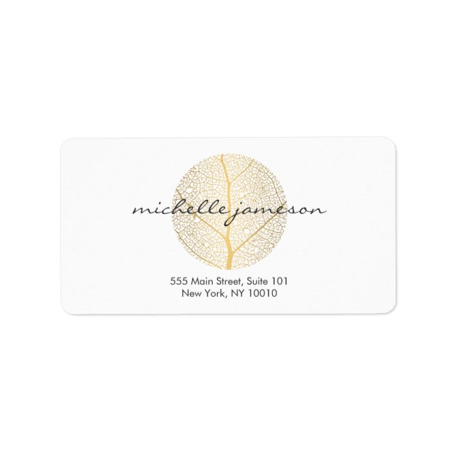 Étiquette Logo Elegant Gold Leaf sur Blanc (Devant)