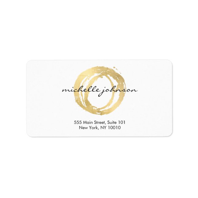 Étiquette Logo Luxe Faux Gold Peint Cercle Designer (Devant)