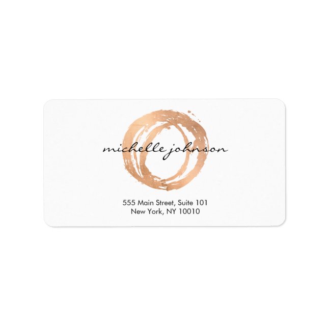 Étiquette Logo Luxe Faux Rose Gold Peint Cercle Designer (Devant)