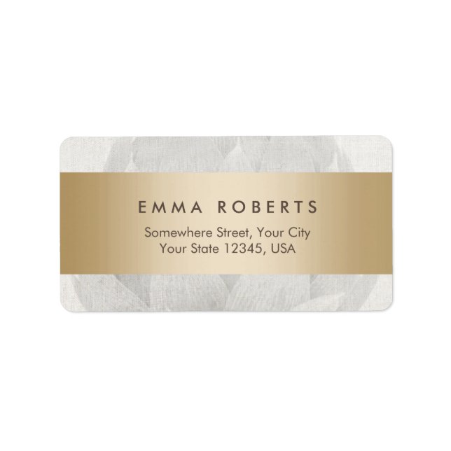 Étiquette Lotus Arrière - plan Gold Striped Elegant Linen (Devant)